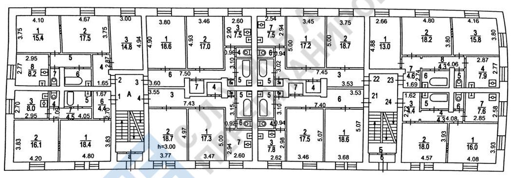 План БТИ этажа серии дома II-01