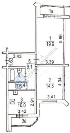 Серия дома ИП46С план двухкомнатной квартиры