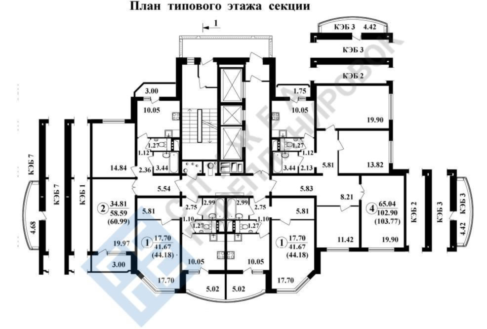 План типового этажа секции КОПЭ