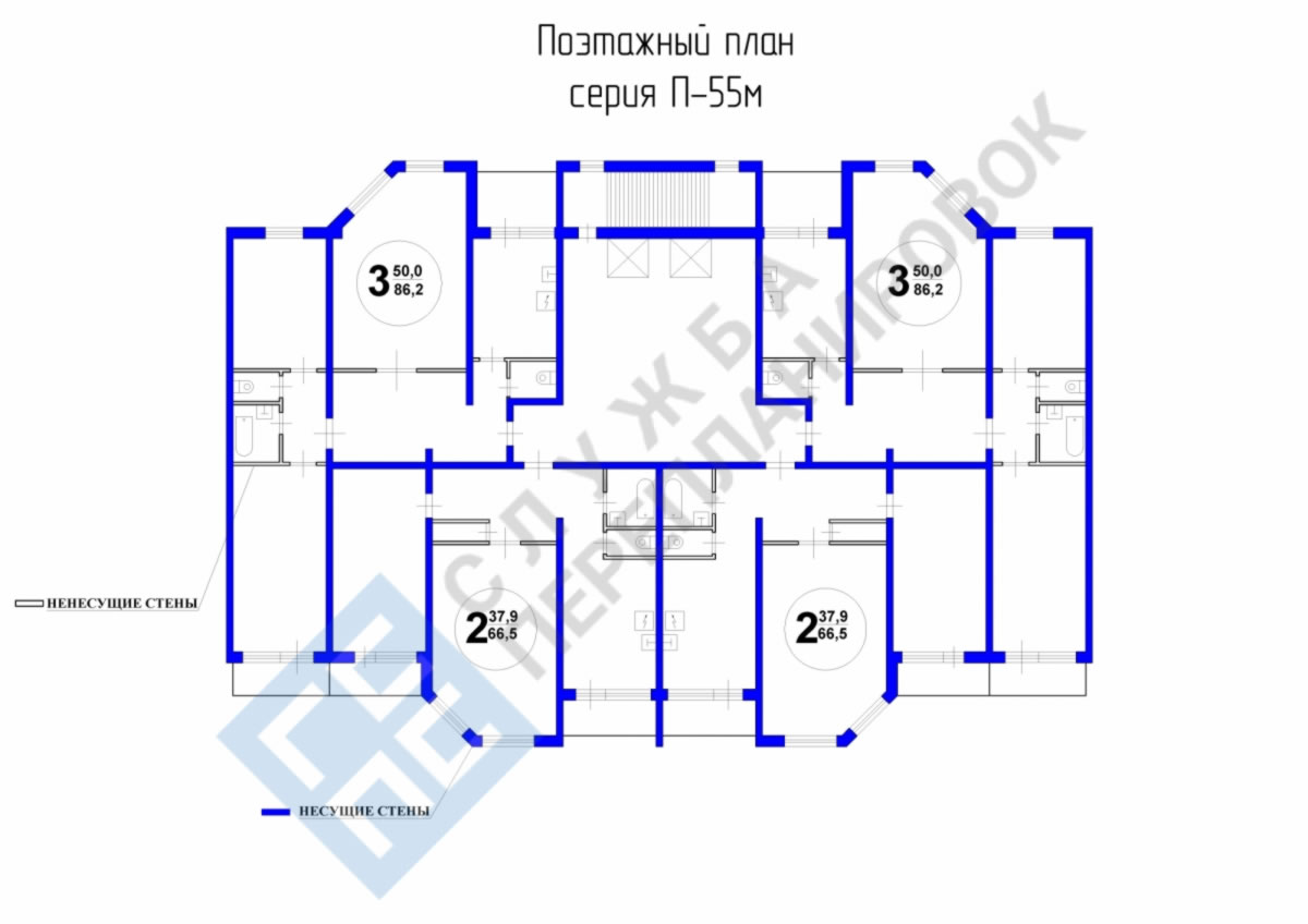 Поэтажный план серии П55М