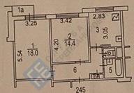 План двухкомнатной квартиры серии П3 с размерами