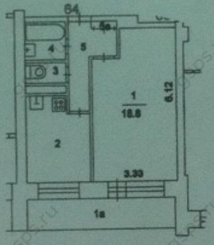 План БТИ однокомнатной квартиры Башня Вулыха