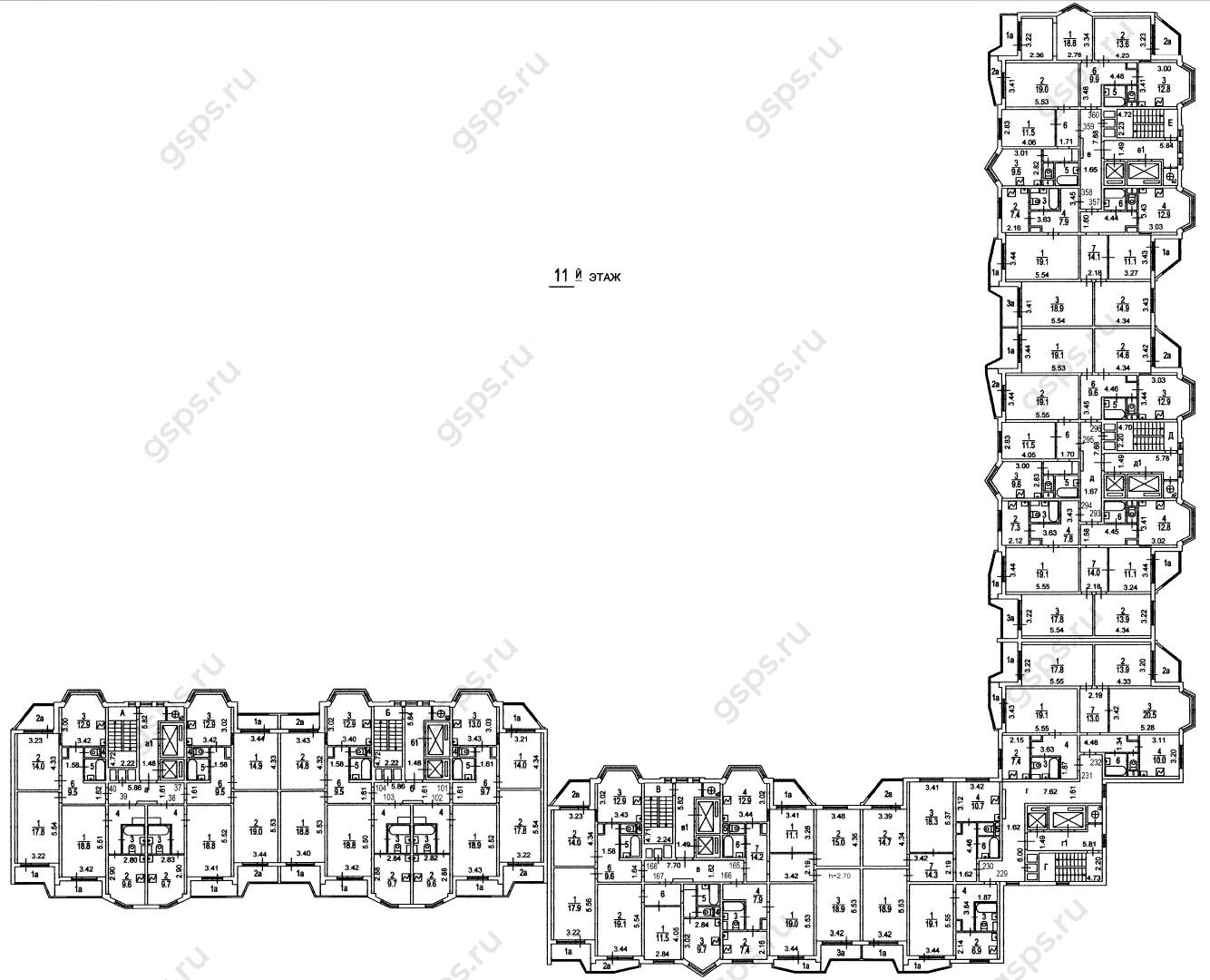 План секции этажа в П44Т