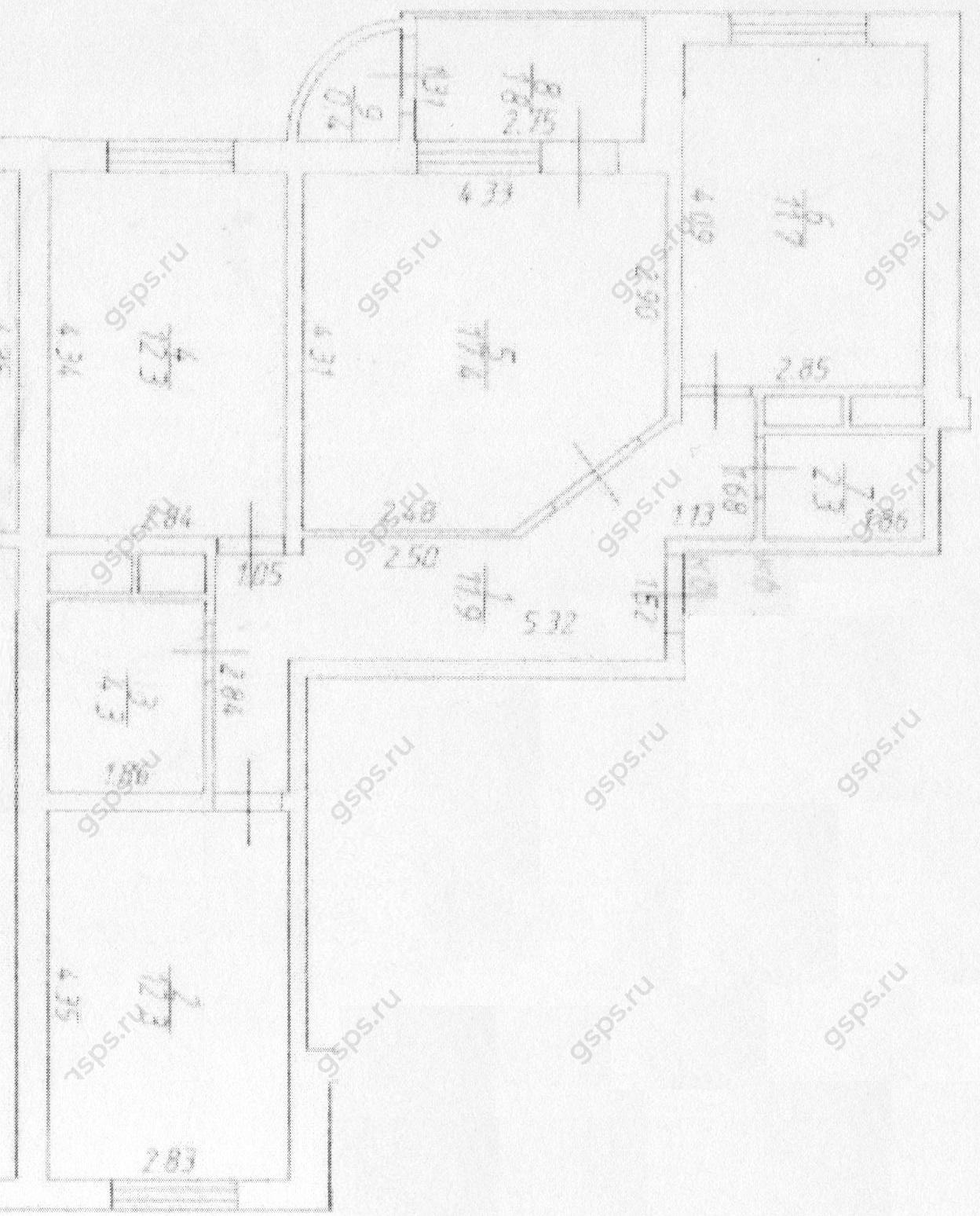 План БТИ трехкомнатной квартиры серии П111М