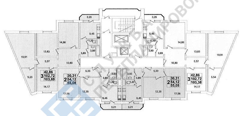 План секции этажа серии дома ЕвроПа