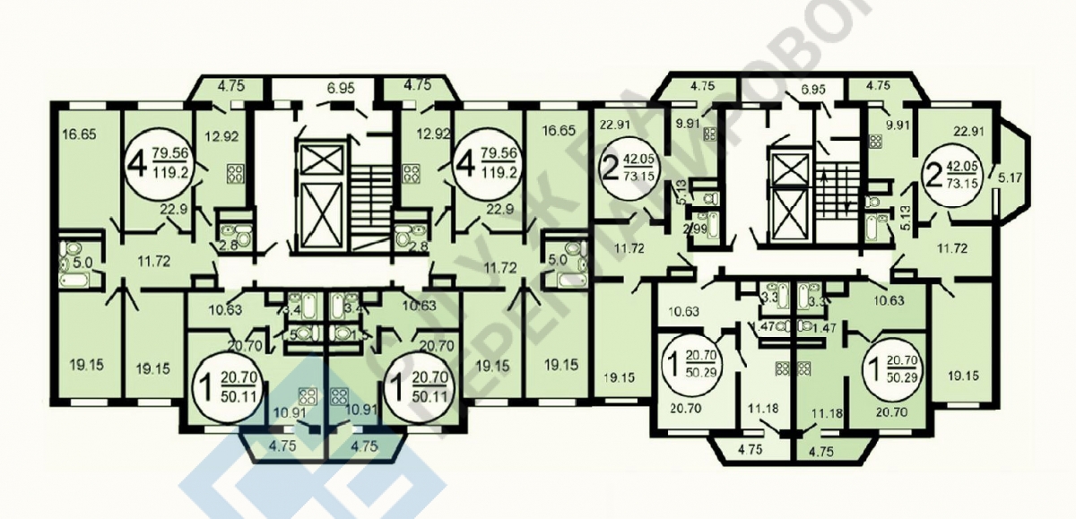План этажа серии дома ГМС-3