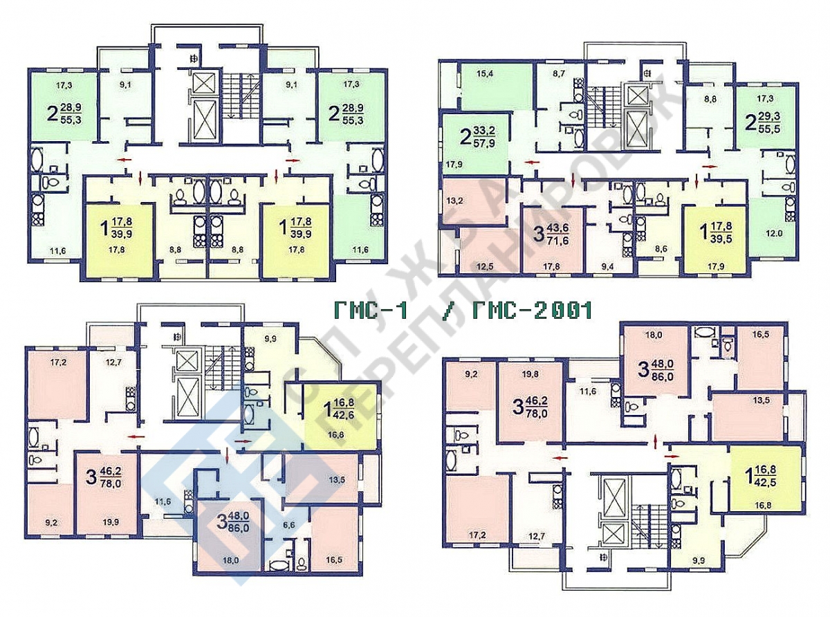 Планы этажей серии ГМС-1