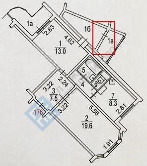 План БТИ двухкомнатной квартиры серии дома П3М с размерами