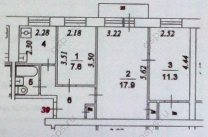 План БТИ трехкомнатной квартиры серии 1-511