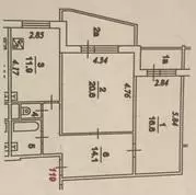 План БТИ двухкомнатной квартиры серии дома П111М